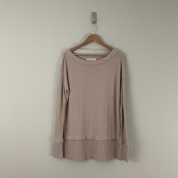 Free People We The Free Beige North Shore Thermal Tunic Size XS - Picture 1 of 7
